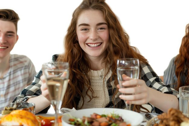 Uśmiechnięci ludzie jedzący razem